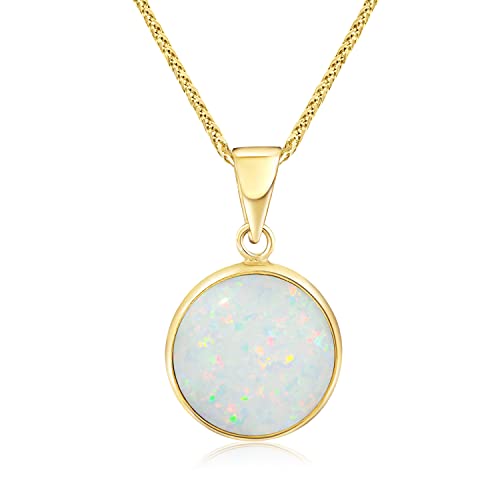 White Opal Pendant Necklace - Handmade 14K Gold