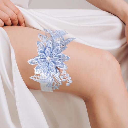 Light Blue Lace Wedding Garter Set for Brides