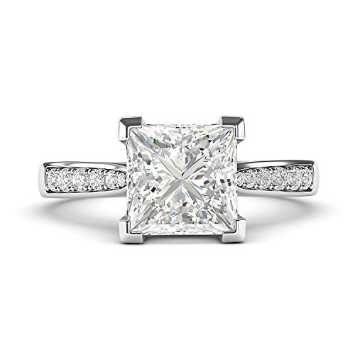 14k White Gold Princess Cut Moissanite Engagement Ring