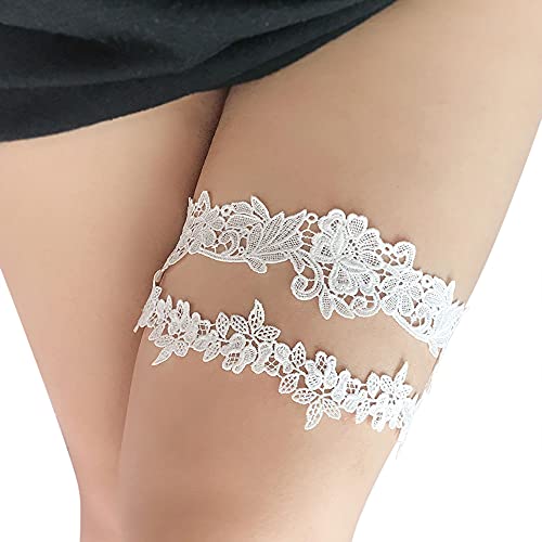 ADOVE Lace Bridal Garters Set with Floral Design
