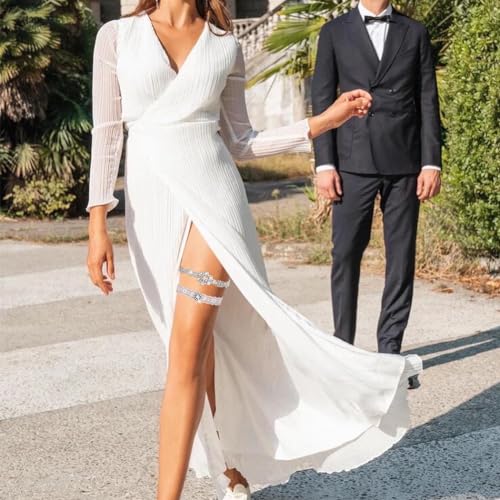 Elegant Rhinestone Lace Wedding Garters Set of 2