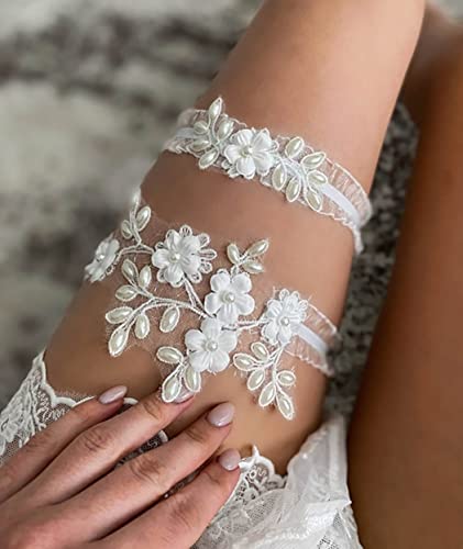 Elegant Pearl Bridal Garter Set for Weddings