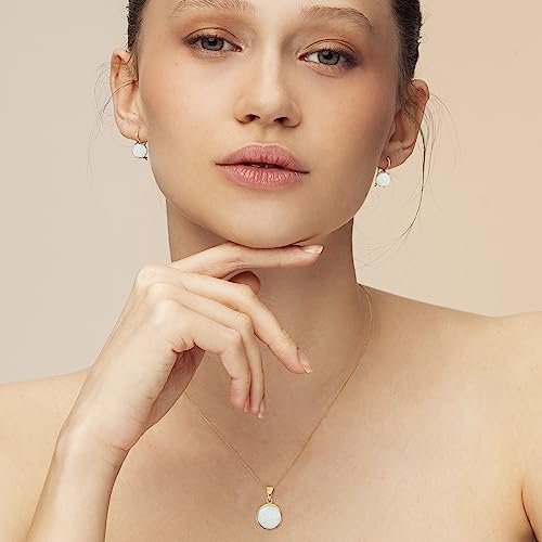White Opal Pendant Necklace - Handmade 14K Gold