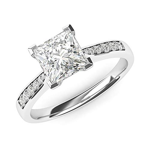 14k White Gold Princess Cut Moissanite Engagement Ring