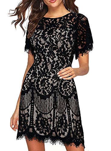 Elegant Wedding Guest Floral Lace Party A Line Dress