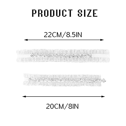 Elegant White Lace Bridal Garter Set with Rhinestones