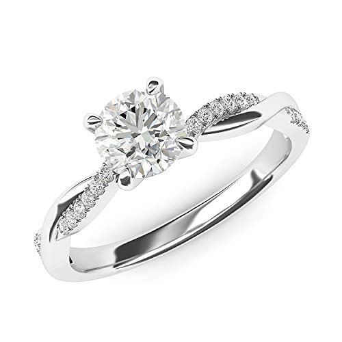 Petite Twisted Vine Moissanite Engagement Ring in White Gold