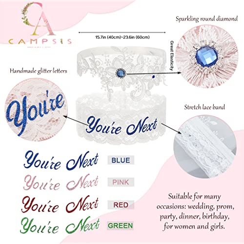 Lace and Crystal Bridal Garter Set - White