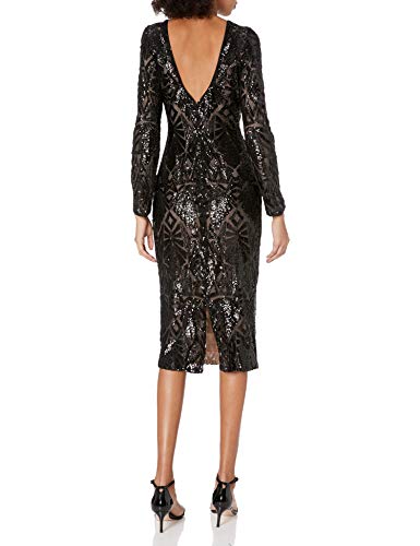 Black Sequin Long Sleeve Sheath Wedding Dress