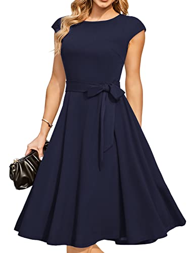 Formal Cocktail Dress for Wedding Guest in Navy Blue