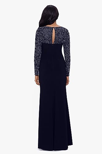 Navy/Silver Beaded Sleeve Sheath Dress for Women