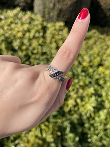 LeVian 1.33 ct Black White Chocolate Diamond Ribbon Ring