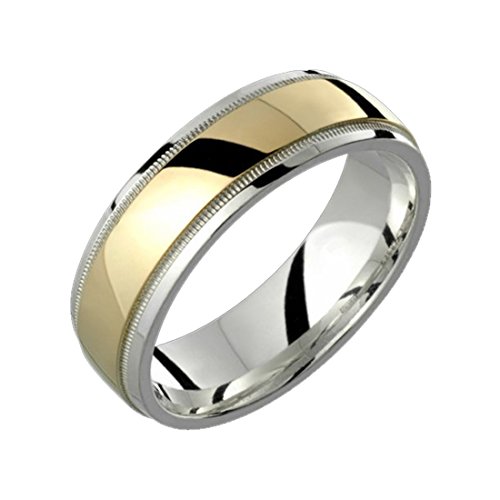 Alain Raphael two-tone gold wedding band, 7mm wide