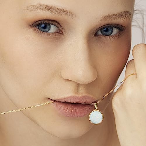 White Opal Pendant Necklace - Handmade 14K Gold