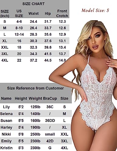 Avidlove Women’s White Teddy Lingerie Bodysuit