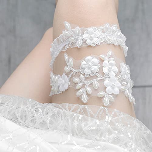 Elegant Pearl Bridal Garter Set for Weddings