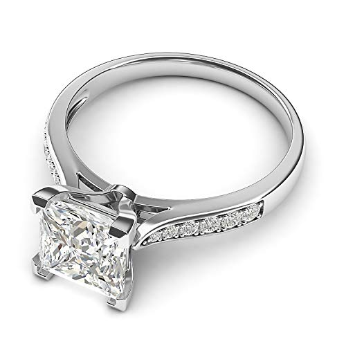 14k White Gold Princess Cut Moissanite Engagement Ring
