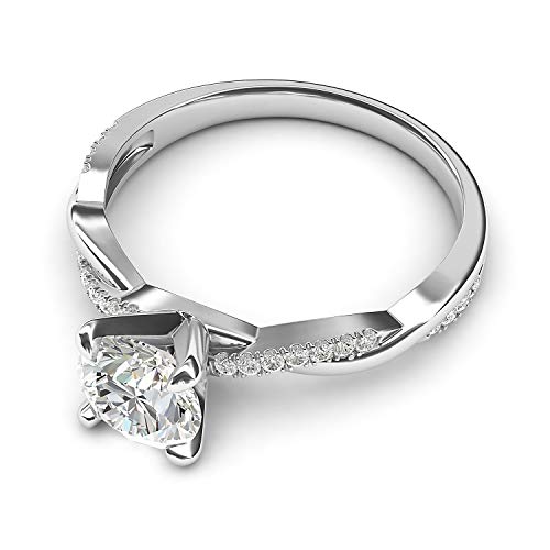 Petite Twisted Vine Moissanite Engagement Ring in White Gold