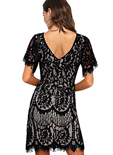 Elegant Wedding Guest Floral Lace Party A Line Dress