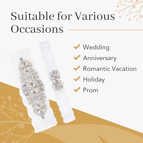 Elegant White Lace Wedding Garter & Toss Set