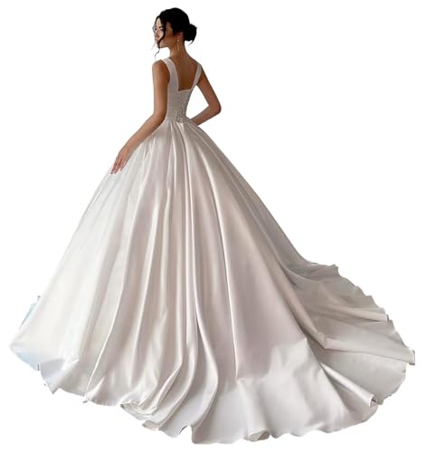 Ivory Square Neck Ball Gown Wedding Dress 2024