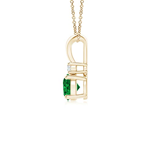 14K Yellow Gold Natural Emerald Pendant Necklace - Wedding