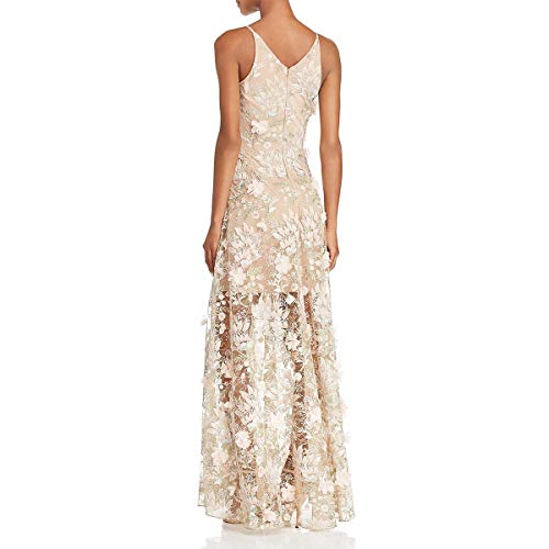 Sidney Pink Floral Embellished Plunging Gown - Large