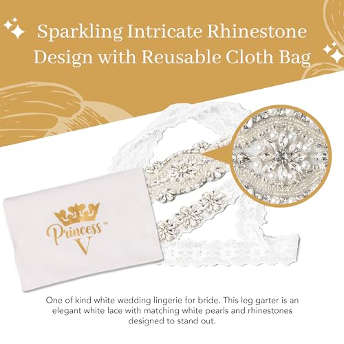 Elegant Stretch Lace Garter with Rhinestones and Pearls