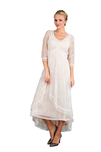 Nataya 40163 Ivory/Peach Wedding Gown, Downton Abbey Style