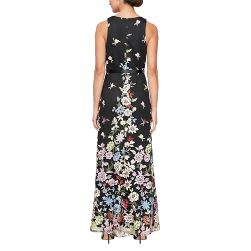 Black Floral A-Line Dress by Alex Evenings - Sleeveless
