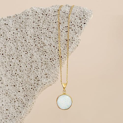 White Opal Pendant Necklace - Handmade 14K Gold