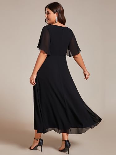 Flattering Black A-Line Wedding Guest Dress, Plus Size