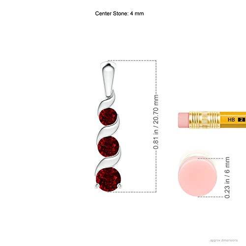 Angara Natural Ruby Three Stone Pendant Necklace for Women