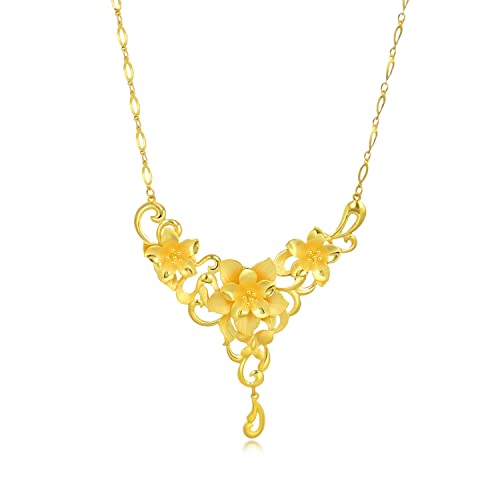 Gold Floral Blooming Necklace for Chinese Wedding - 24K