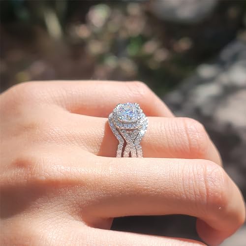 DovEggs Silver 2ct G-H-I Cushion Moissanite Ring Set