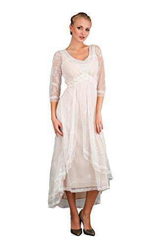 Nataya 40163 Ivory/Peach Wedding Gown, Downton Abbey Style