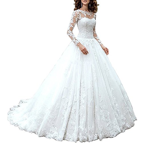 Ivory A-Line Wedding Dress with Appliques and Lace