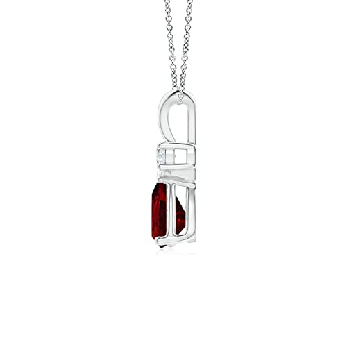 14K White Gold Ruby Teardrop Pendant Necklace | Women's Wedding