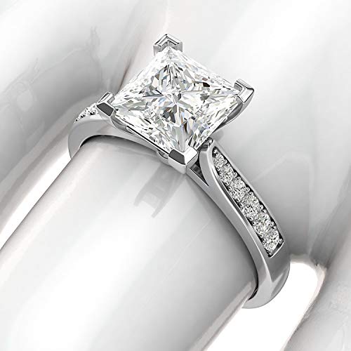 14k White Gold Princess Cut Moissanite Engagement Ring