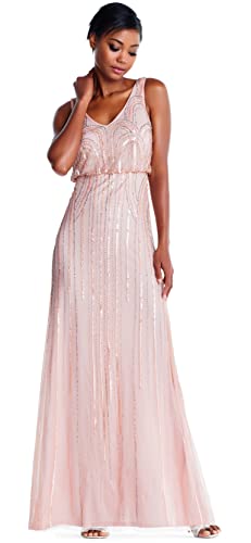 Adrianna Papell Women's Blush Beaded Art Nouveau Dress