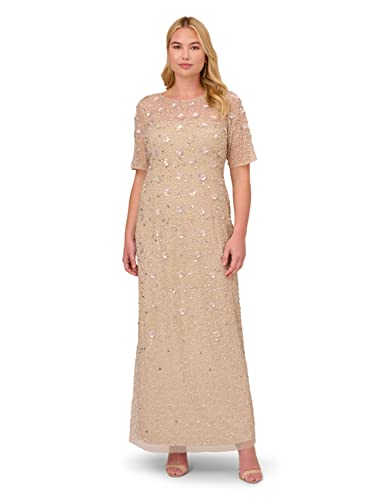 Adrianna Papell Women's Beaded Floral Gown