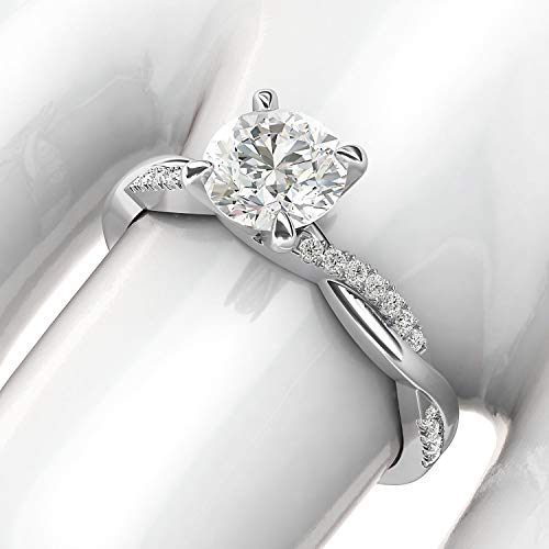 Petite Twisted Vine Moissanite Engagement Ring in White Gold