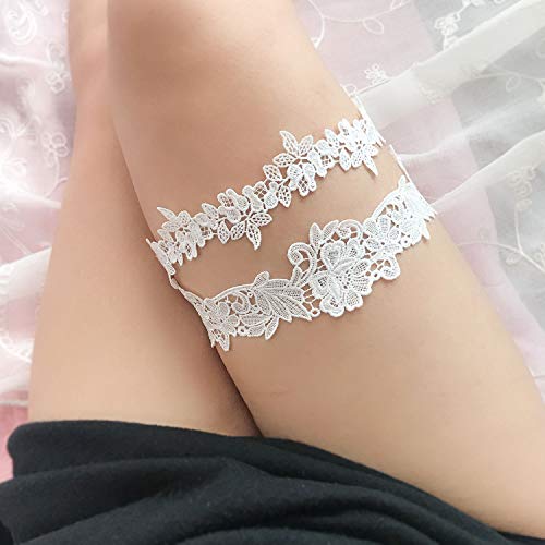 ADOVE Lace Bridal Garters Set with Floral Design