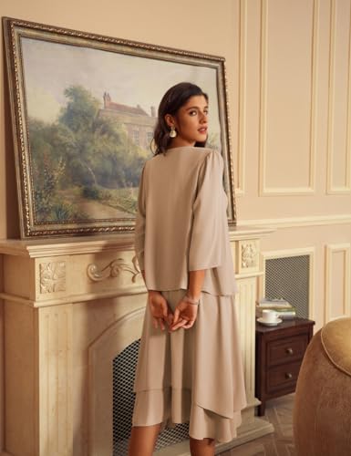 GRACE KARIN Sequin Chiffon Tea Length Wedding Dress