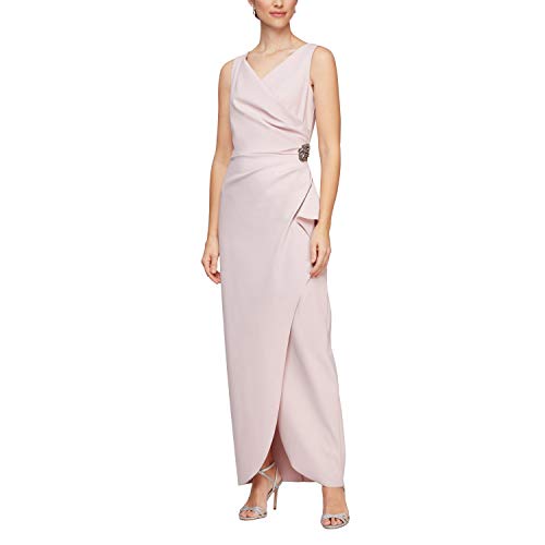 Blush Alex Evenings Women's Slimming Long Ruched Dress