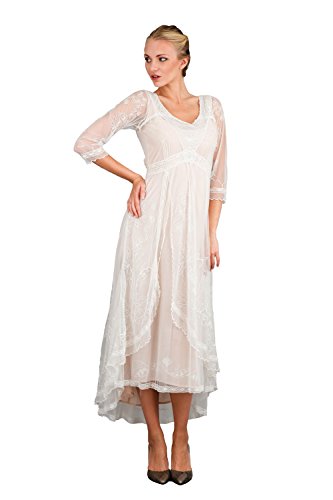 Nataya 40163 Ivory/Peach Wedding Gown, Downton Abbey Style