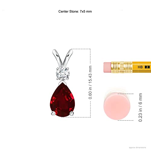 14K White Gold Ruby Teardrop Pendant Necklace | Women's Wedding