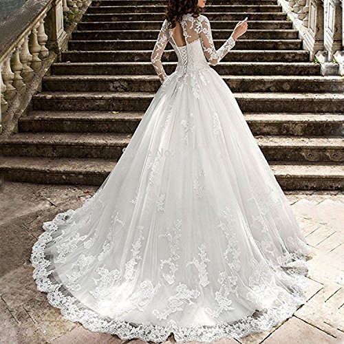 Ivory A-Line Wedding Dress with Appliques and Lace
