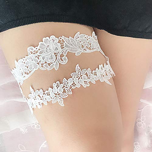 ADOVE Lace Bridal Garters Set with Floral Design