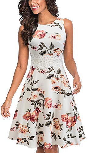 HOMEYEE Women's Floral Embroidered Sleeveless A-Line Wedding Dress